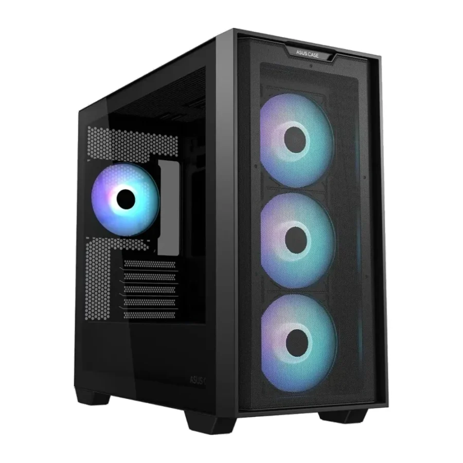 Asus A21 Plus TG ARGB MicroATX Gaming Case, Black