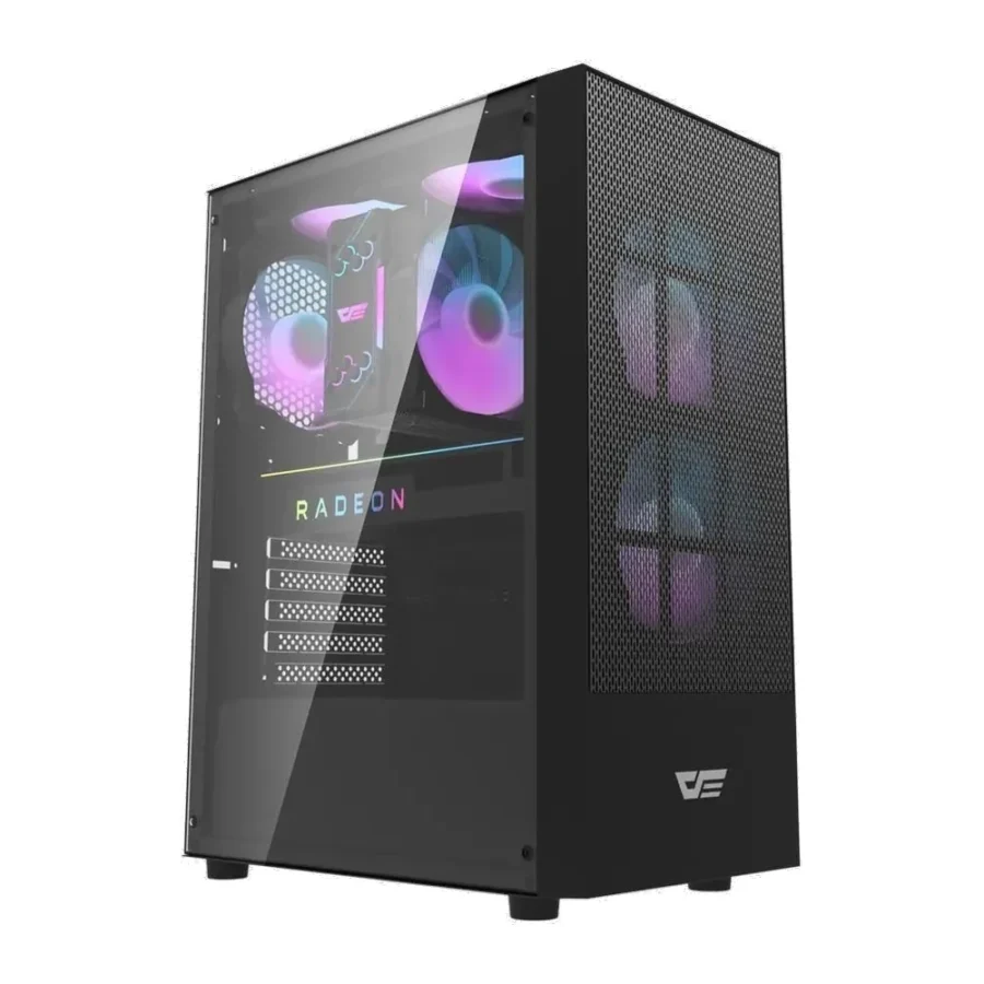 DarkFlash A290 ARGB ATX Mid-Tower Gaming Case – Black/White
