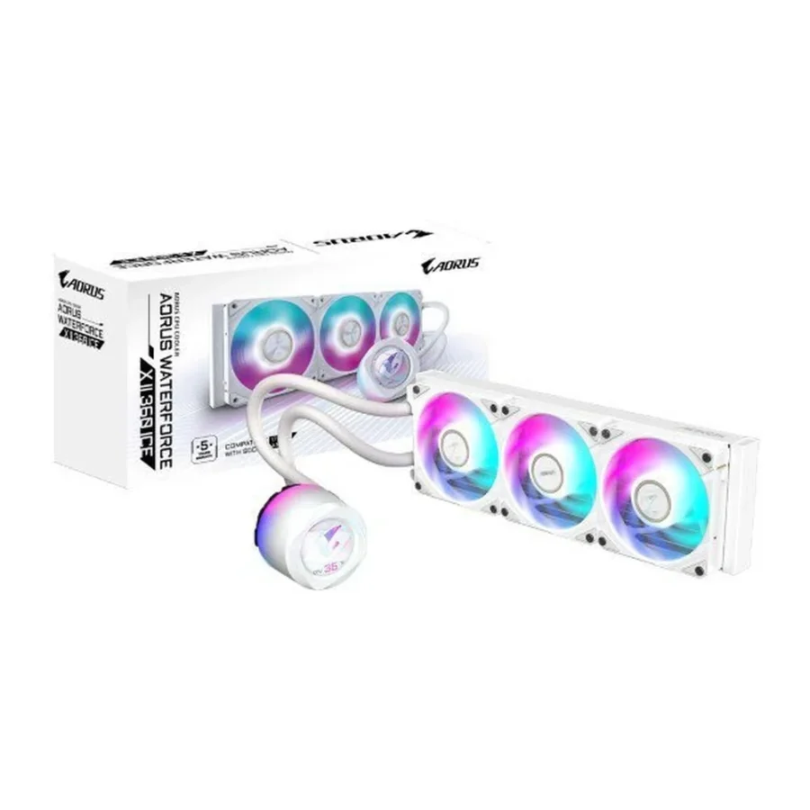 Gigabyte AORUS WATERFORCE X II 360 ICE White AIO Liquid CPU Cooler with Circular LCD