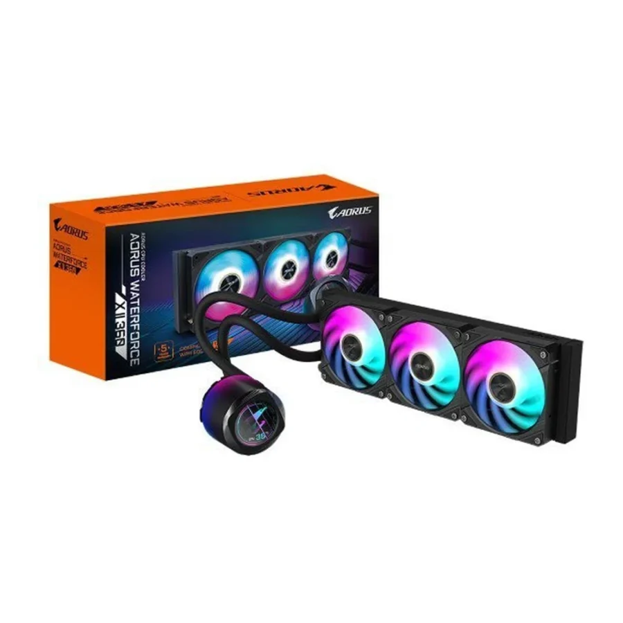 Gigabyte AORUS WATERFORCE X II 360 LCD ARGB AIO Liquid CPU Cooler Black