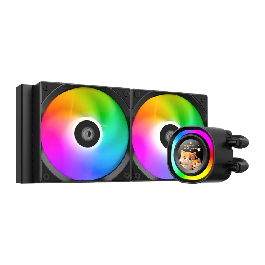 ID-Cooling FX240 LCD 240mm ARGB AIO CPU Liquid Cooler with 1.48-Inch Display (Black/White)