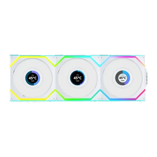 Lian Li Uni Fan SL Wireless LCD 120mm ARGB Triple Pack White