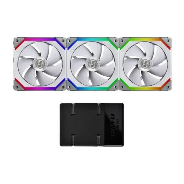 Lian Li UNI Fan SL120 120mm ARGB PWM Fan 3-Pack with Controller – White