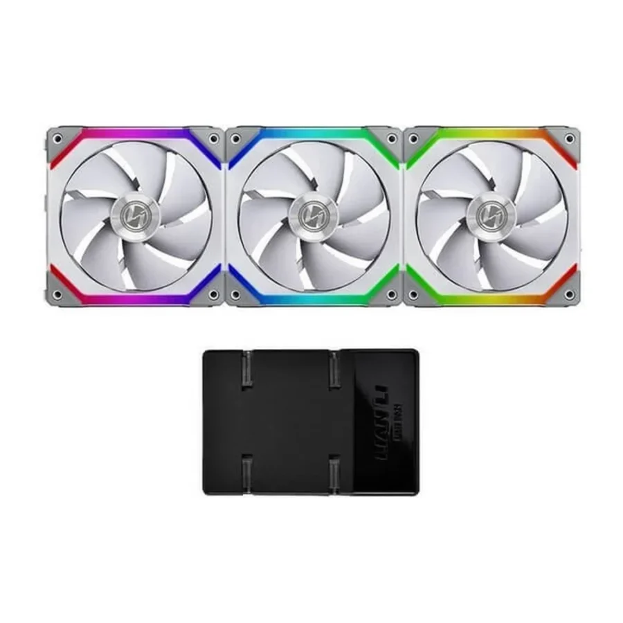 Lian Li UNI Fan SL120 120mm ARGB PWM Fan 3-Pack with Controller – White