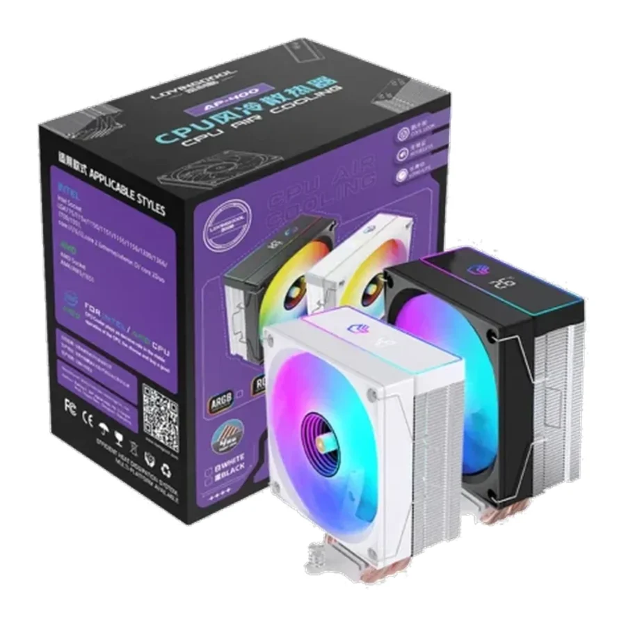 LovingCool AP-400 ARGB CPU Air Cooler with Four Heat Pipes and LED Display