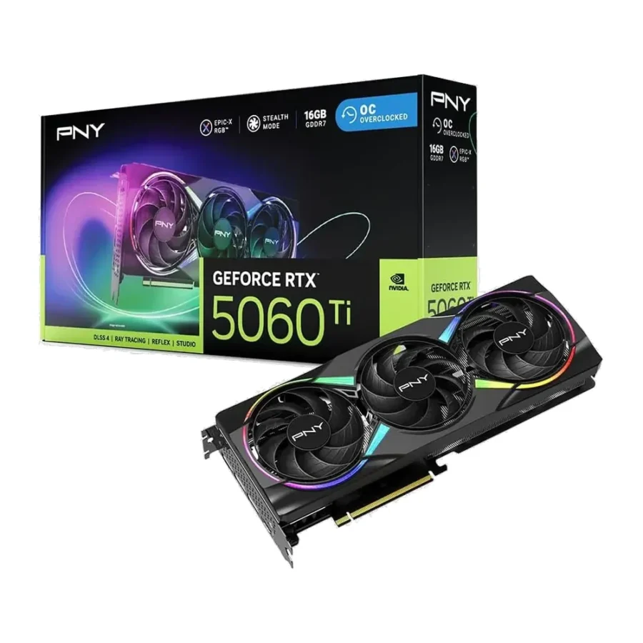 PNY GeForce RTX 5060 Ti Epic-X ARGB OC Triple Fan 16GB Graphics Card