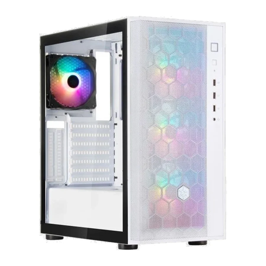SilverStone FARA R1 PRO V2 White ARGB Mesh-Front ATX Mid-Tower Case with 4x 120mm ARGB Fans