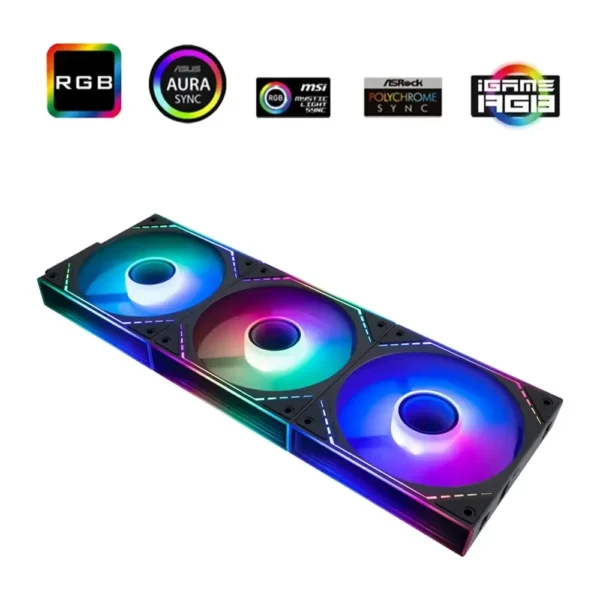 Thermalright TL-M12QR-S X3 Reverse CPU Fan Building Blocks 120mm Case Cooler Black (3-Pack)