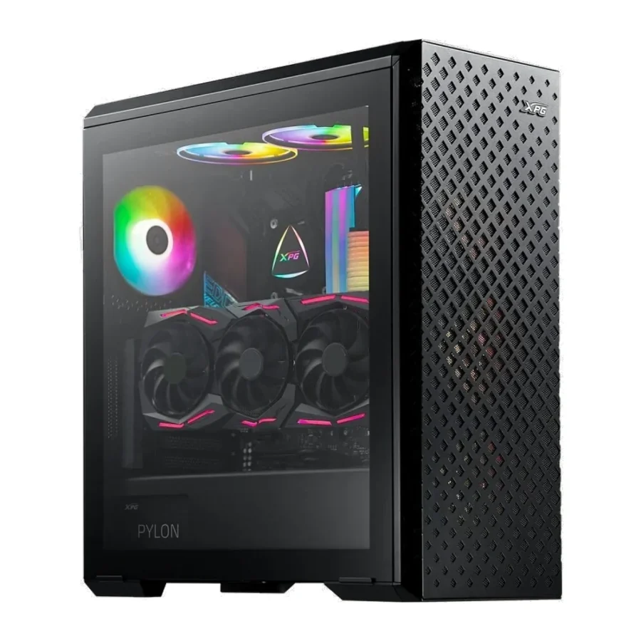 XPG Defender Pro E-ATX Mid-Tower PC Case Black with 3 VENTO 120 Fans