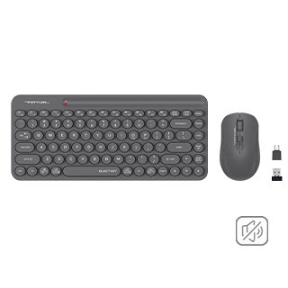 A4Tech FG3200 Air2 Wireless Combo Desktop Set, QuietKey Keyboard & Air Mouse, Grey