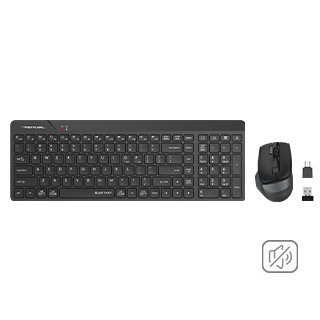 A4Tech FG2400 Air2 Wireless QuietKey Combo Set, 2.4G, 2000 DPI, 4-Level Adjustable, Black