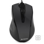 A4Tech N-500FS Wired Silent Mouse, 1200 DPI, 4-Way Wheel, 2X-Button, Glossy Grey