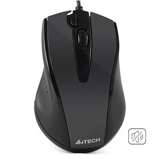 A4Tech N-500FS Wired Silent Mouse, 1200 DPI, 4-Way Wheel, 2X-Button, Glossy Grey