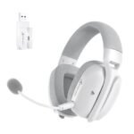 ATTACK SHARK L80 PRO Wireless Gaming Headset, 20ms Low Latency, Dual Microphone System, 40mm Speaker Drivers, Bluetooth 5.3 2.4GHz and Wired, 300mAh Battery, White