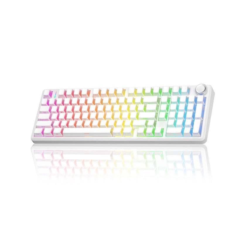 AULA F99 Pro Mechanical Keyboard With Knob, 96% 100 Keys 1800 Layout, Gasket-Mounted Flex-Cut Hot Swappable PCB, Bluetooth 5.0 Wireless and Wired 8000mAh Battery, South-Facing RGB Backlight, Silent Cotton Candy Switch, White