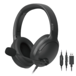 A4Tech FH280U Conference Over-Ear Headset, DSP Stereo Sound, Noise-Cancelling Mic, 40mm Speakers, Inline Remote Control, White
