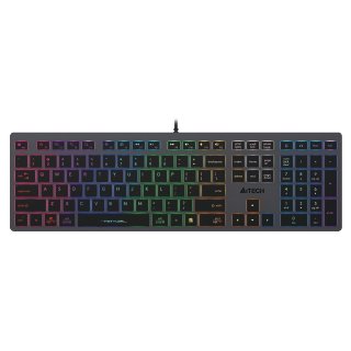 A4Tech FX60 Scissor Switch Keyboard, Illuminate White Backlit, Low Profile Chocolate Keycaps, Operating System Swap, Grey