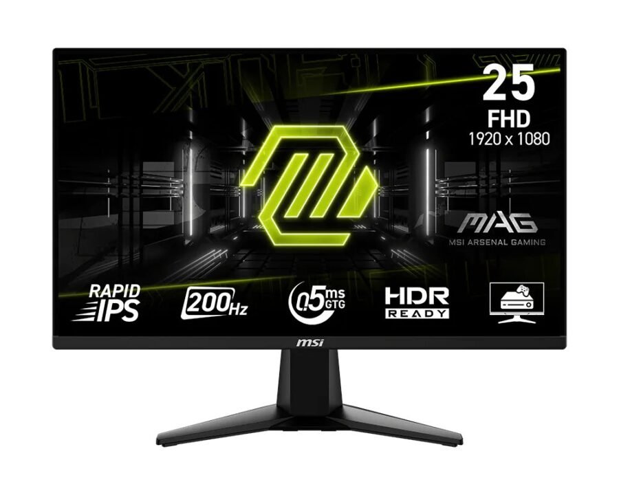 MSI MAG 255F E20 Gaming Monitor, 24.5" FHD 200Hz, Rapid IPS 0.5ms GtG, HDR Ready, AMD FreeSync Premium