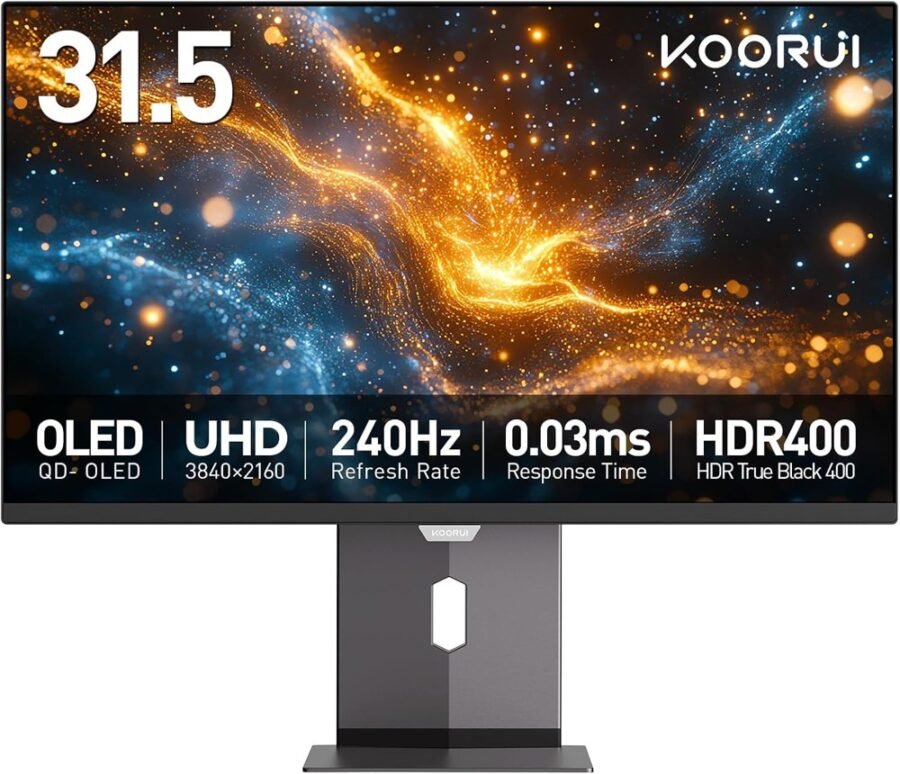 KOORUI S3241XO 32 Inch 4K OLED Gaming Monitor, UHD 240Hz 0.03ms, HDR True Black 400, Adaptive Sync, 99% DCI-P3, HDMI 2.1 And DP 1.4, USB Type-C
