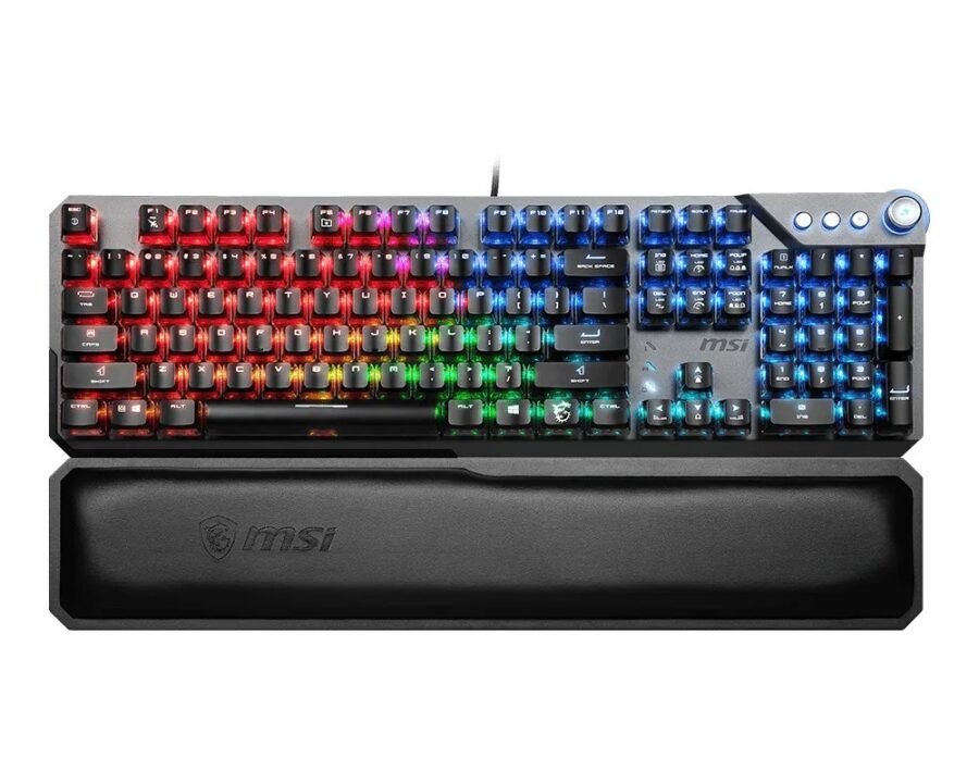 MSI Vigor GK71 Sonic RGB Mechanical Gaming Keyboard, MSI Sonic Red Linear Switches 35g, MSI ClearCaps Per-Key RGB Illumination, Smart Dual Touch Volume Scroll