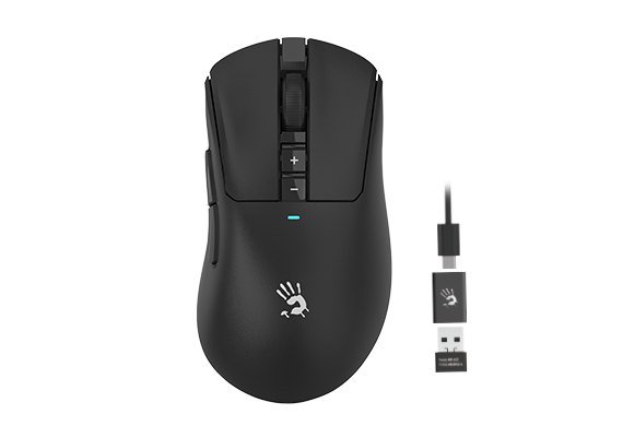 Bloody R73 Pro Dual Mode Wireless Gaming Mouse, PAW3395 Pro Sensor, 26000 CPI, 1000Hz, 1ms Wireless Transmission, 80 Hours Play Time, Black