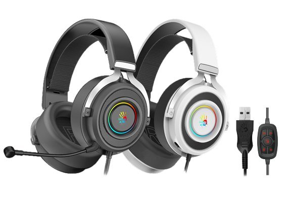 Bloody G535 Virtual 7.1 Surround Sound USB Gaming Headset | White Black