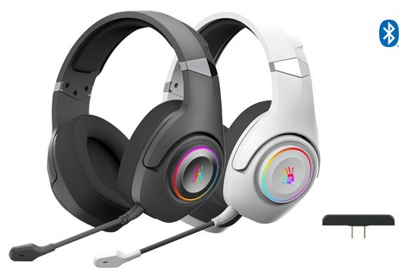 Bloody GR270 Gaming Wireless Headset, 2.4GHz Wireless And Bluetooth V5.3 And 3.5mm Wired Audio, 7.1 Virtual Surround Sound, 50mm Speaker, RGB Flow Backlit