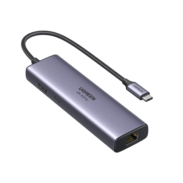 UGREEN Revodok 7 in 1 USB-C Hub Gigabit Ethernet Adapter 4K at 60Hz HDMI 100W PD 2x USB-A 3.0 SD and TF Card Reader 60515