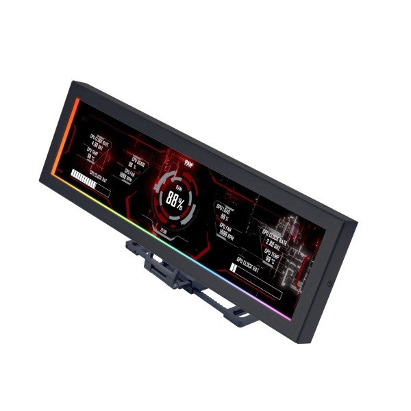Lian Li 8.8" Universal IPS Screen With Modular Freestanding Mount Case Bracket 1920x480 60Hz 500 Nits USB Plug and Play Metal Black