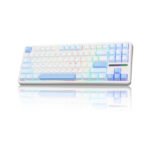 AULA F87 Wireless Mechanical Keyboard, 75% TKL Layout, Hot Swappable 3-Pin and 5-Pin, Pre-Lubed Graywood V3 Switches, PBT Keycaps, RGB Backlit, Tri-Mode 2.4GHz USB-C and Bluetooth 5.0, Blue White Dark Blue
