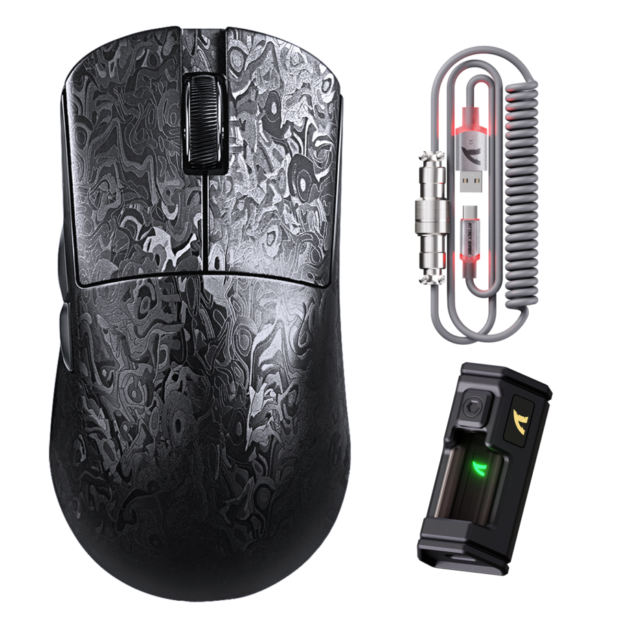 ATTACK SHARK R11 ULTRA Carbon Fiber Wireless Gaming Mouse, PAW3950MAX Sensor, Wireless 8000Hz Polling Rate, 49g Superlight, Omron Optical Micro Switches, Weave Black