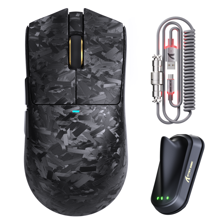 ATTACK SHARK X11 Ultra Wireless Gaming Mouse, PAW3950 MAX 42000 DPI, Dual 8000Hz Wired and Wireless Polling, 63g Carbon Fiber, Wired Bluetooth and 2.4GHz, Black