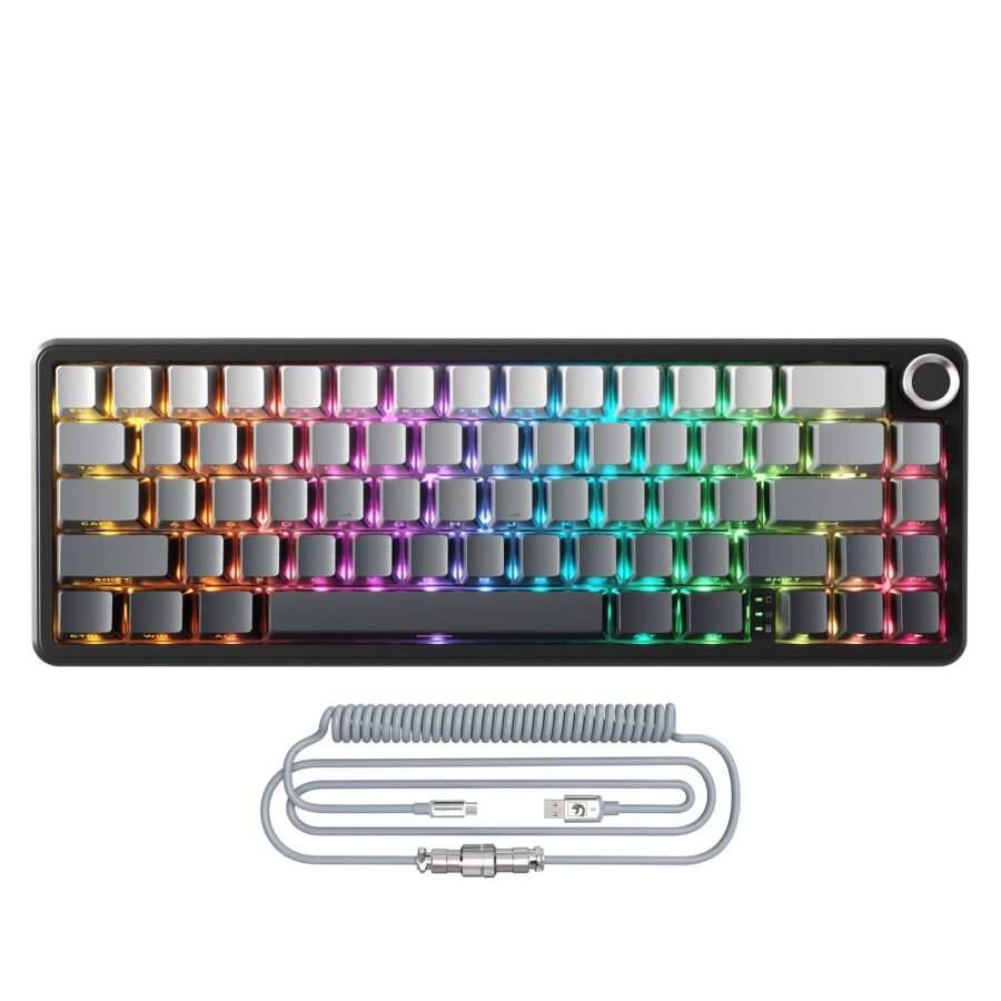 ATTACK SHARK X66 60% Wireless Gasket Mechanical Keyboard, Bluetooth and 2.4G Wireless and Type-C Wired, Hot-Swap 3 and 5-Pin, Pre-Lubed Strawberry Switch, 16.8 Million RGB, Starry Black
