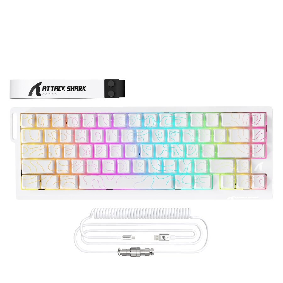 ATTACK SHARK X68 MAX HE Wired Rapid Trigger Mechanical TKL Gaming Keyboard, Full Aluminum CNC, Hall Effect Magnetic Switch, RGB Backlit, 8K Polling, 0.005mm Accuracy, NKRO, Starlight White