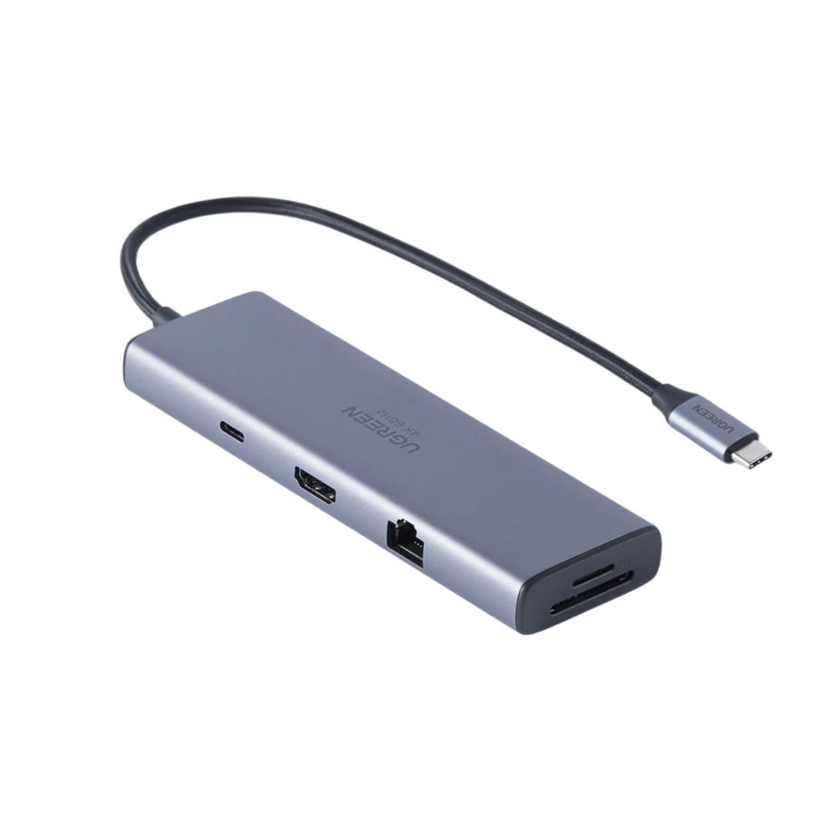 Ugreen Revodok 9-in-1 USB-C Hub Gigabit Ethernet Adapter, 4K@60Hz HDMI, 100W PD Charging, 5Gbps Data Transfer Speed, SD/TF Card Reader, 2 USB-C and 2 USB-A 3.0, 15375
