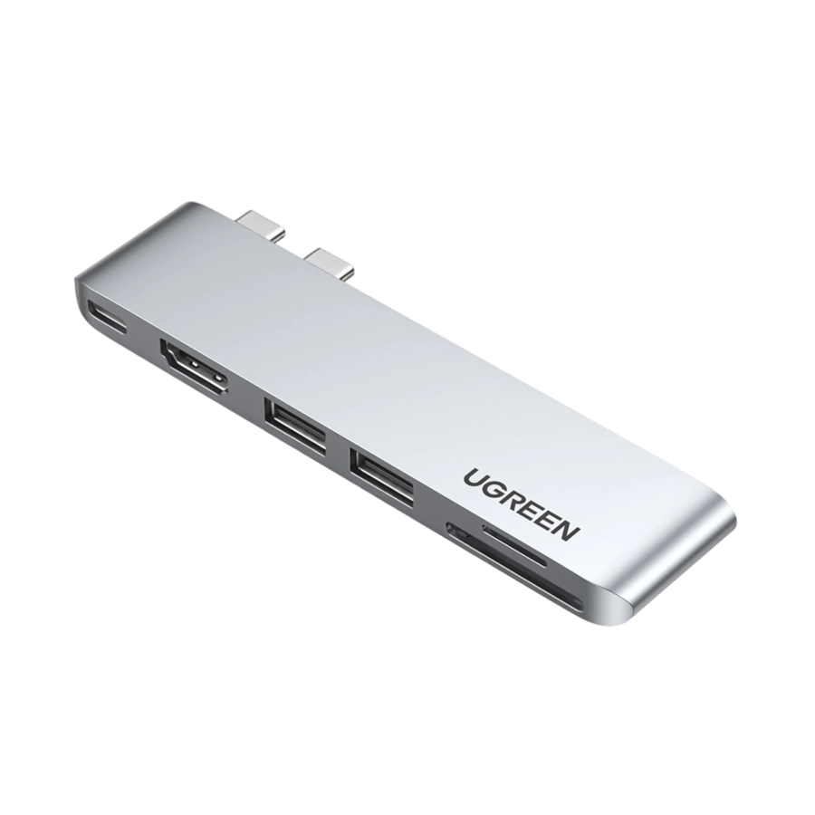 UGREEN 6-in-1 USB-C Multifunction HUB Adapter, HDMI 4K at 30Hz, Thunderbolt 3 6K at 60Hz, 2x USB-A 3.0 5Gbps, 100W PD, SD and TF Card Reader, 80856