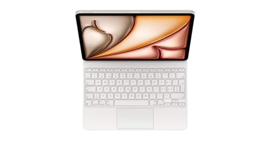 Apple Magic Keyboard MDFW4 for 13 Inch iPad Air M3, US English, Glass Touchpad, 14-Key Function Row, Floating Cantilever Design, Foldable Case, USB-C Pass-Through Charging