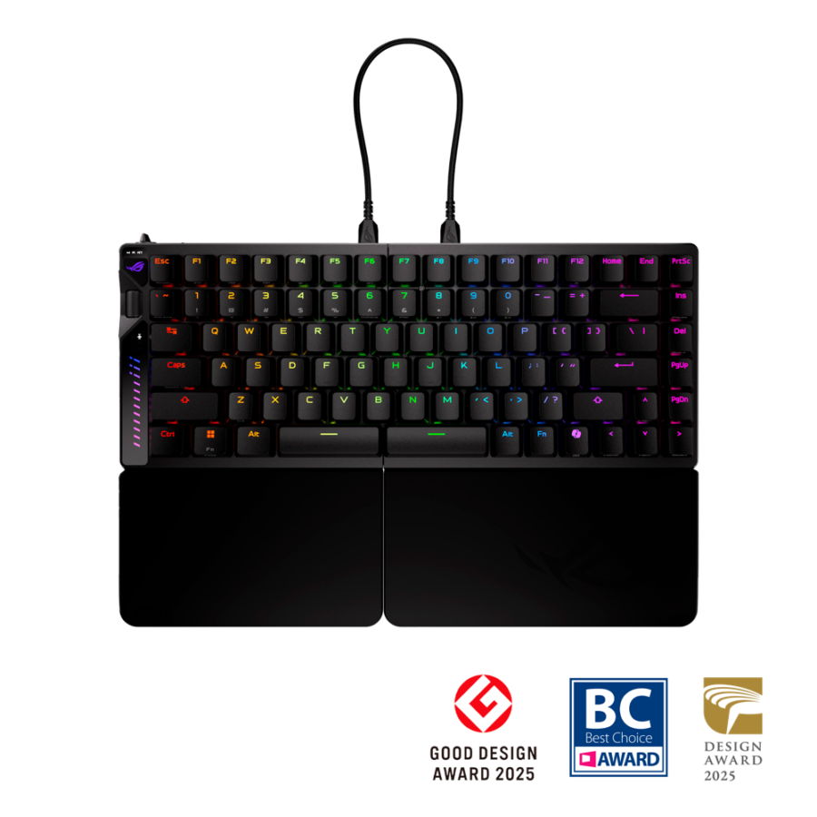 Asus Rog Falcata 75% Split Wireless Gaming Keyboard, ROG HFX V2 Magnetic Switches, PBT, Rapid Trigger, Tri-Mode Connectivity