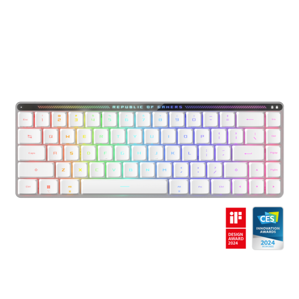 ASUS ROG Falchion RX Low Profile Gaming Keyboard, 65% Compact Wireless, ROG RX Low-Profile Optical Switches, Tri-Mode Bluetooth Up to 3 Devices 2.4GHz USB, ROG SpeedNova, ROG Omni Receiver