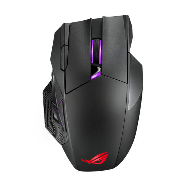 Asus ROG Spatha X Gaming Mouse, Wireless Dual-Mode Wired or 2.4GHz, 19000 DPI Optical Sensor, 1000Hz Polling Rate, 12 Programmable Buttons, Magnetic Charging Stand, Aura Sync RGB Lighting