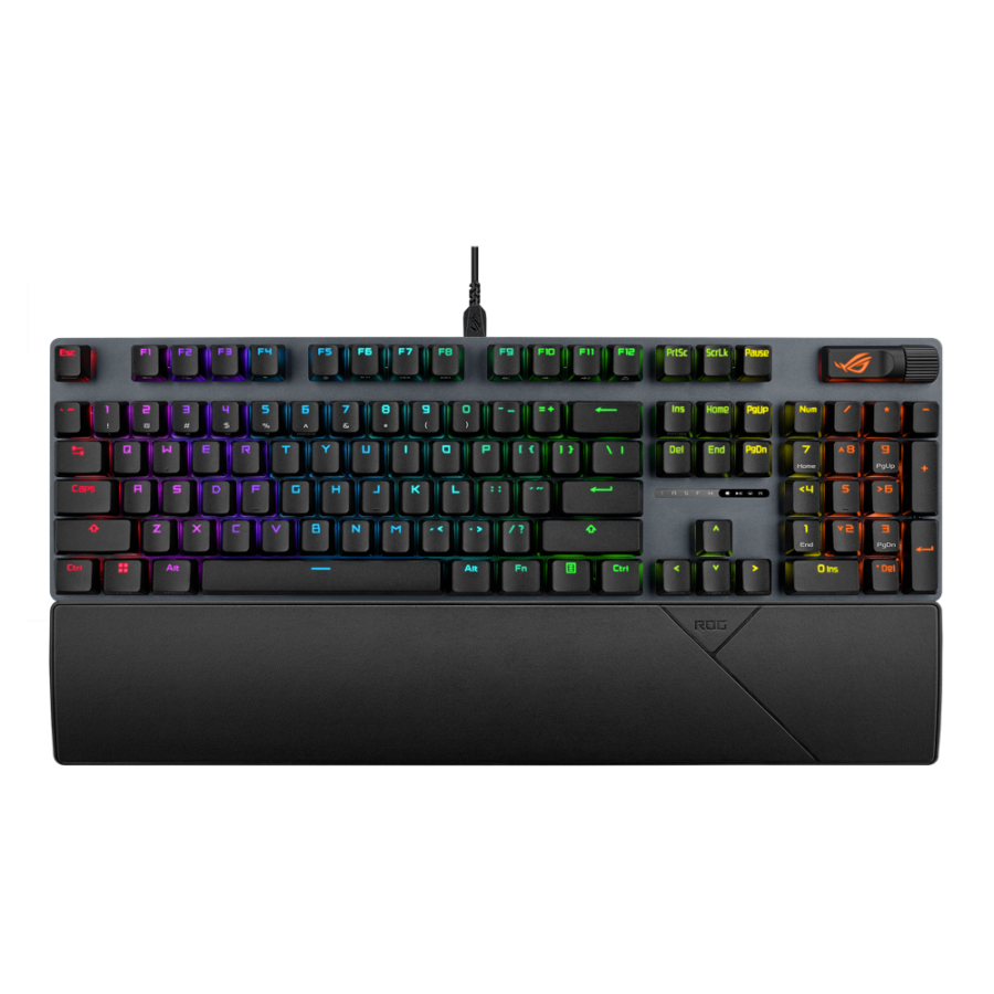 Asus Rog Strix Scope II X Mechanical Gaming Keyboard, Wired USB, 100% Full-Size, Hot Swappable ROG NX Snow V2 Linear Switches, PBT Keycaps, RGB, Black