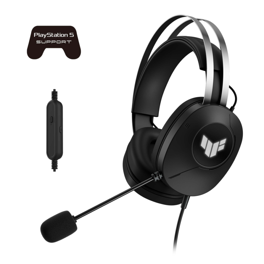 ASUS TUF Gaming H1 Gen II Wired Gaming Headset, 40mm ASUS Essence Drivers, Virtual 7.1 Surround Sound, TeamSpeak-Certified Microphone, USB Type-A