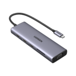 Ugreen USB C Hub USB-C 10-in-1 Dongle Dual Monitor 4K 30Hz HDMI and VGA 1Gbps Ethernet 100W PD 3x USB-A 3.0 SD and Micro SD 3.5mm Audio Jack 15601