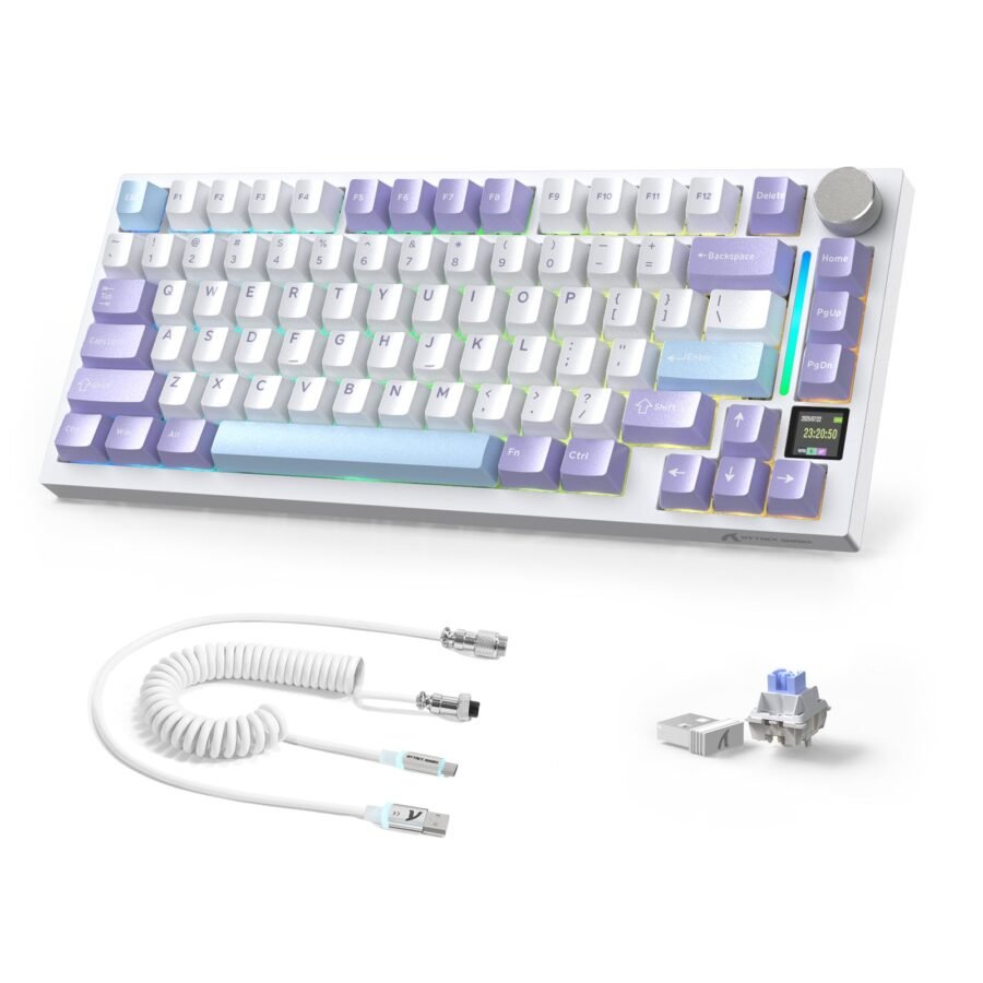 ATTACK SHARK X820 Ultra Mechanical Keyboard 75% Tri-Mode Starlight White